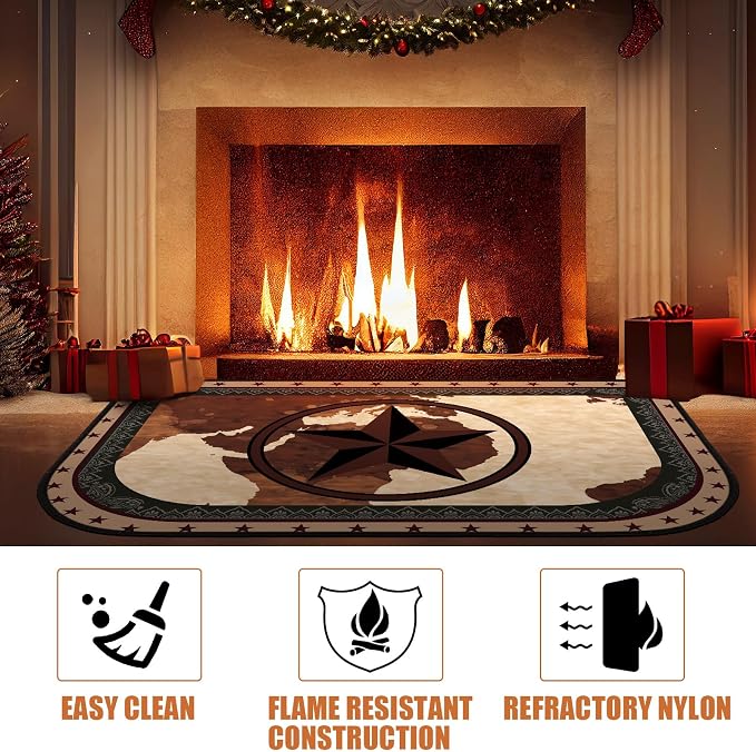 Demissle Cabin Fireplace Hearth Rug Fireplace Mats Cabin Southwestern Fireproof - Image 6