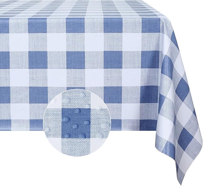 Romanstile Gingham Rectangle Plastic Tablecloth, 100% Waterproof Checkered PVC by Romanstile