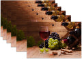 Red Wine Grapes Placemats for Dining Table Set of 6, Glass Cup Place Mats for by SNOWMOLLE