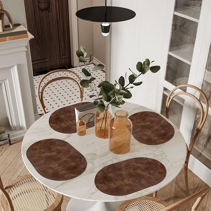 ADRIMER Placemats, Heat Resistant Oval Placemats Set of 12 Washable 12 x 17 Inch - Image 2
