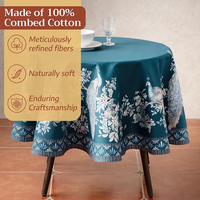 Maison d' Hermine Premium Table Cloth Round Table 100% Combed Cotton 70" - Image 4