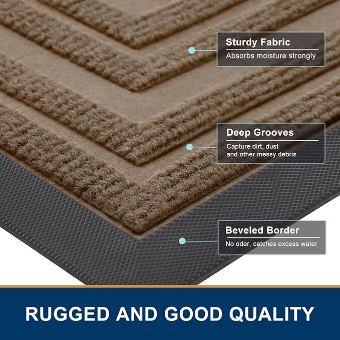 Buganda Front Door Mat Indoor Outdoor Entrance, Non-Slip Natural Rubber Doormats - Image 4