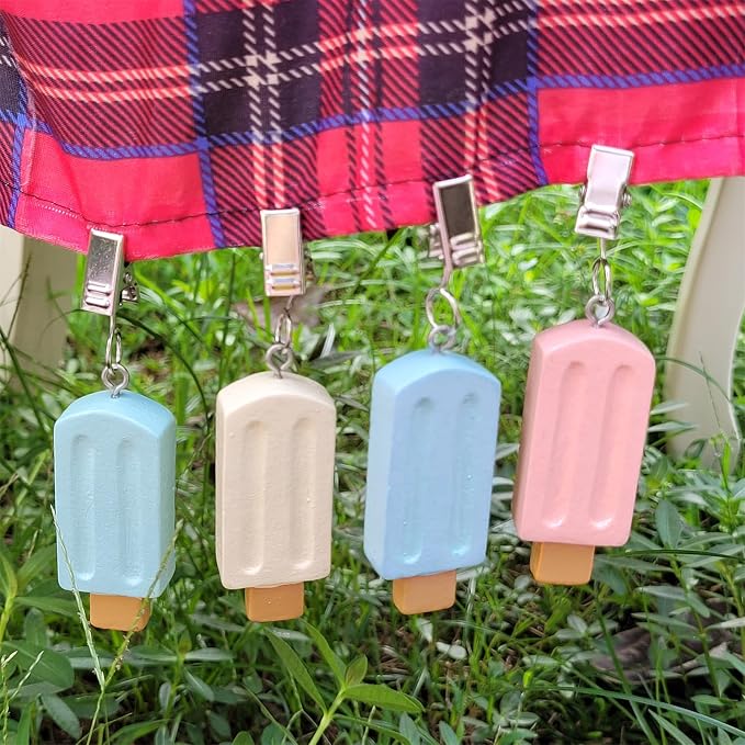 TwoFish Home Set of 4 Colorfue Ice Cream Tablecloth Clamps Handicraft TICE - Image 2