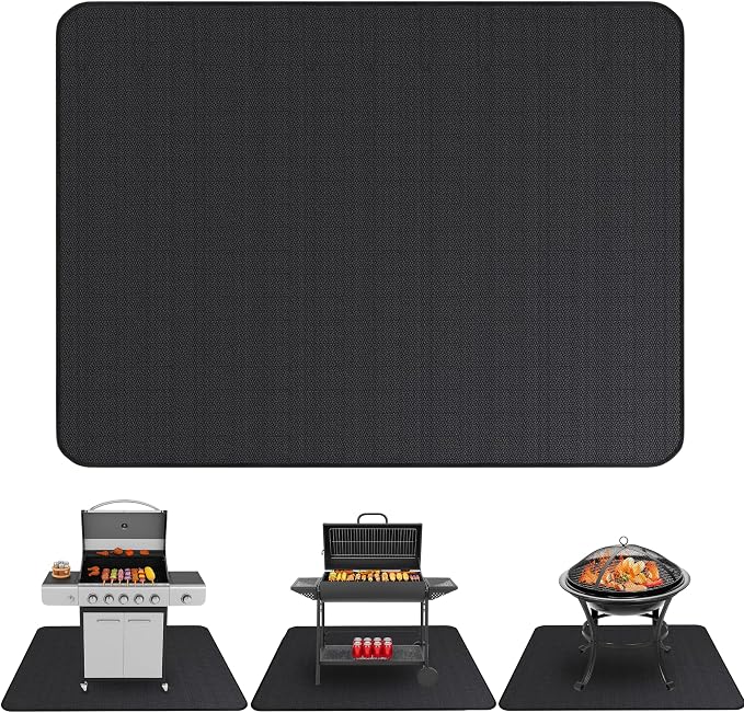 Under Grill Mats for Outdoor Grill Double-Sided Fireproof Mat for Under Fire by LindasEssentials