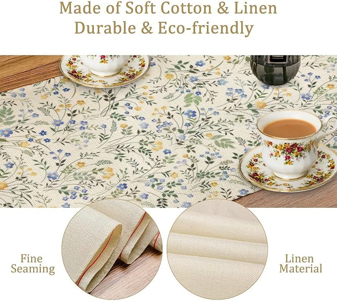 Rustic Flower Table Runner, Spring Sage Green Eucalyptus Leaves Watercolor - Image 6