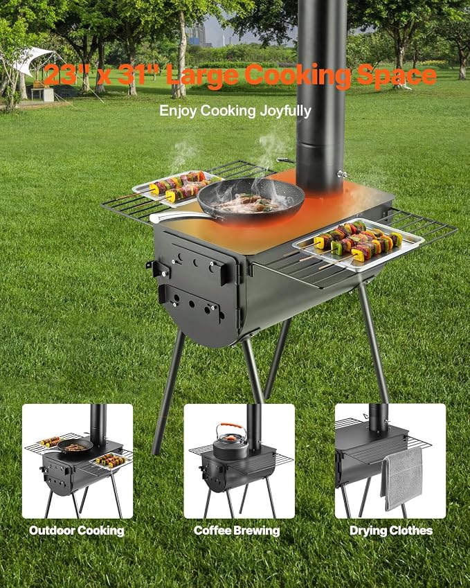 VEVOR 118" Camping Wood Stove, Portable Alloy Steel Tent Stove - Image 3