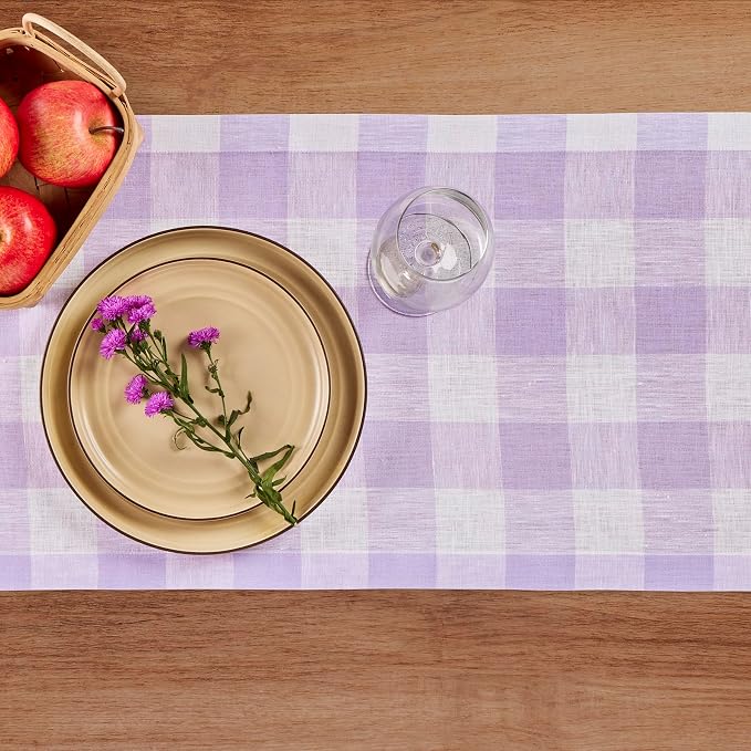 Solino Home Linen Checkered Table Runner 60 Inches - Image 3