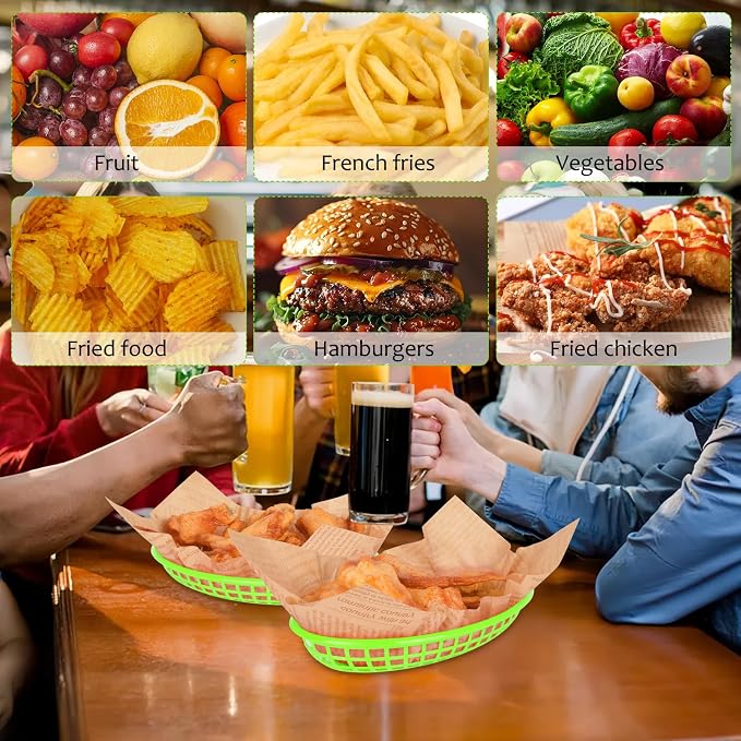 20 Pack Plastic Fast Food Baskets, 8.8" × 5.5" Small Oval Restaurant Serving - Image 9