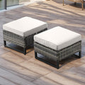 HUMMUH Outdoor Ottomans for Patio Set of 2 PE Wicker Outdoor Footstool by HUMMUH