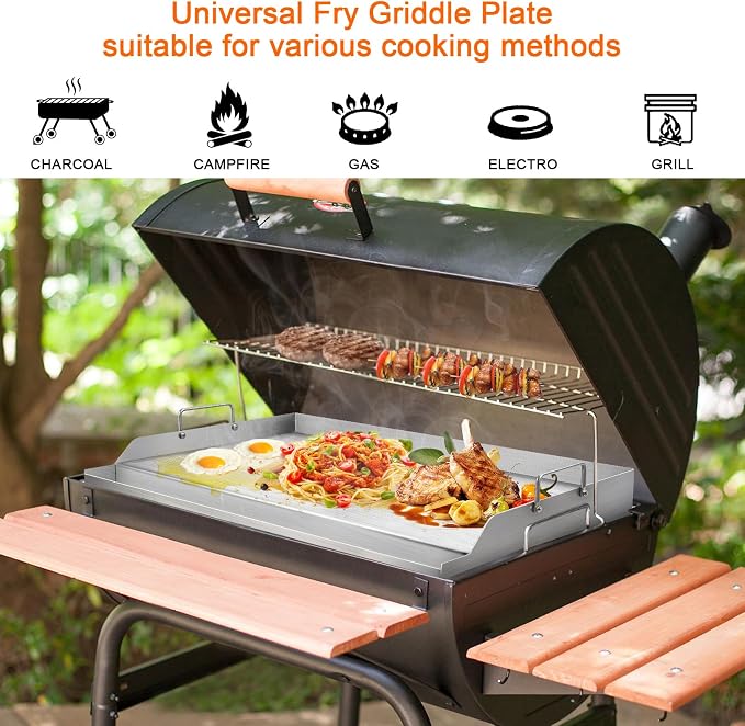 GasSaf Universal Stainless Steel Griddle, Large Grill Flat Top Pan - Image 7