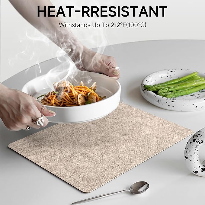 Faux Leather Vinyl Placemats Set of 4 Wipeable Heat Resistant Place Mats 100% - Image 3