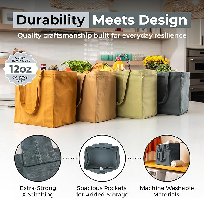VeraMia Canvas Grocery Bag 3pc XL Set - Image 3