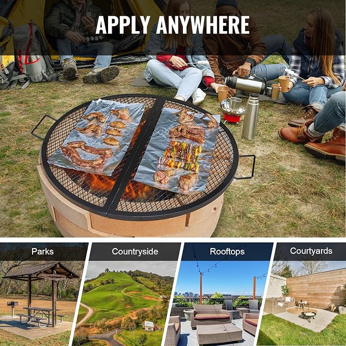 VEVOR X-Marks Fire Pit Grill Grate, Foldable Round Cooking Grate, Heavy Duty - Image 6