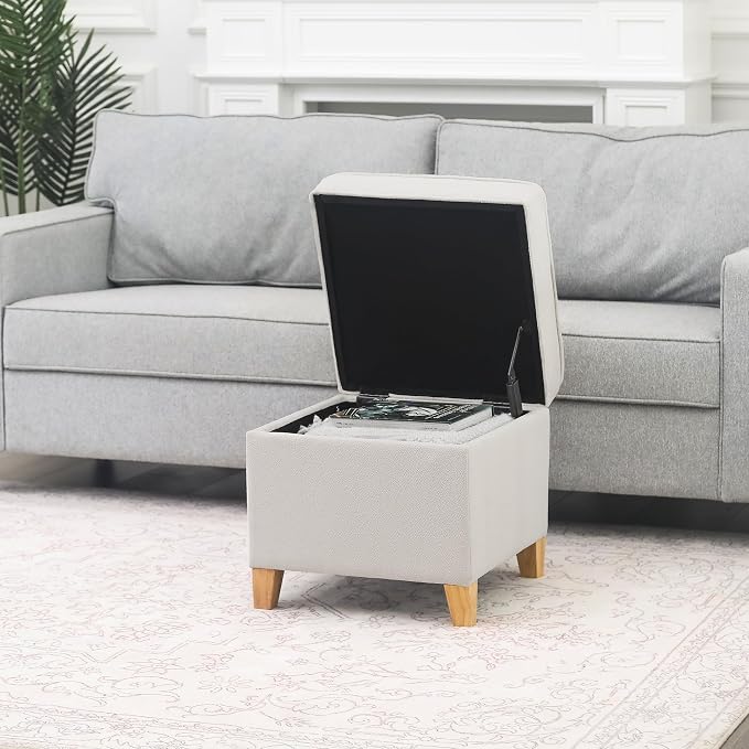 Adeco 17.5" Square Fabric Ottoman - Image 6