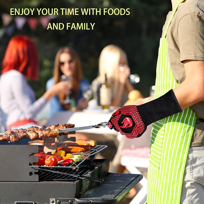 BBQ Fireproof Gloves, Grill Cut-Resistant 1472°F Heat Resistant Gloves - Image 6