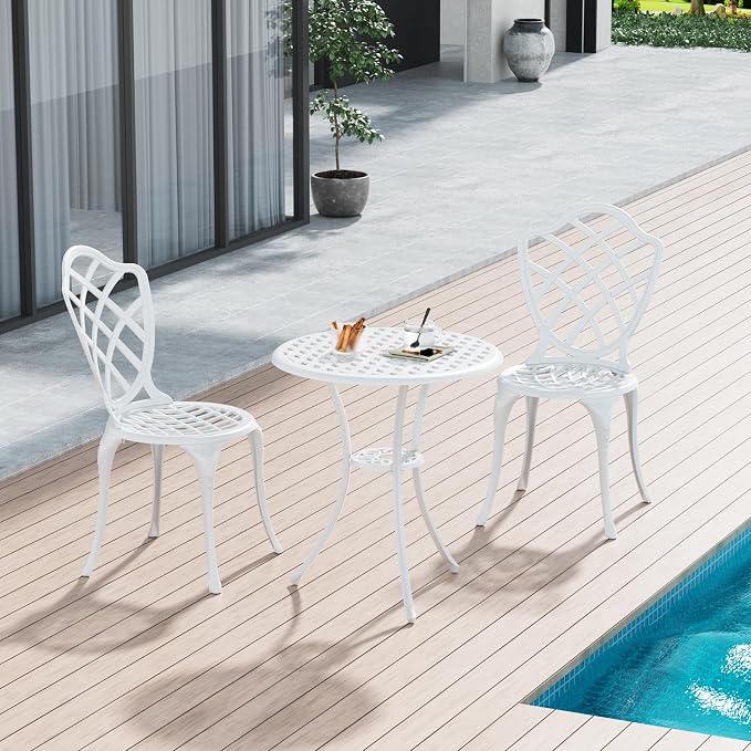 3 Piece Patio Bistro Set, Outdoor Bistro Table and Chairs Set of 2 w/Umbrella - Image 4