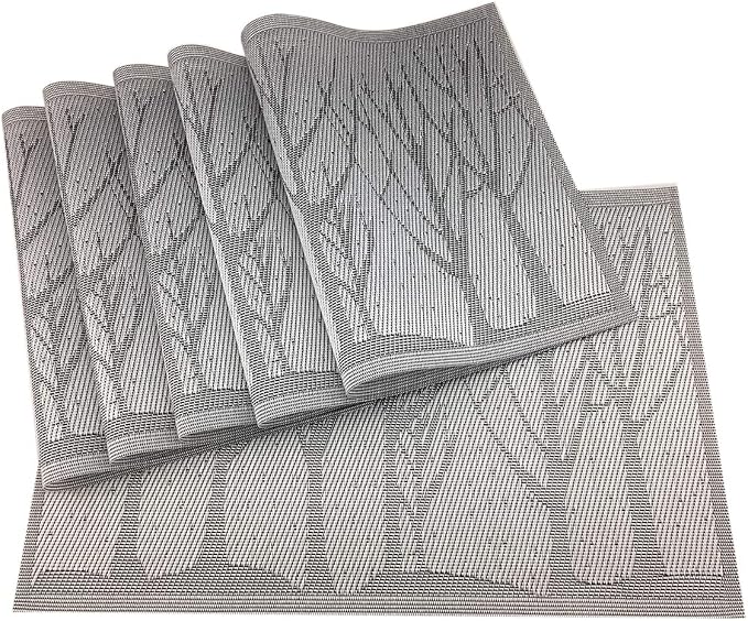 Gugrida Place Mats PVC Set of 6, Table Placemats Set of 6 PVC Woven Vinyl Place by Gugrida