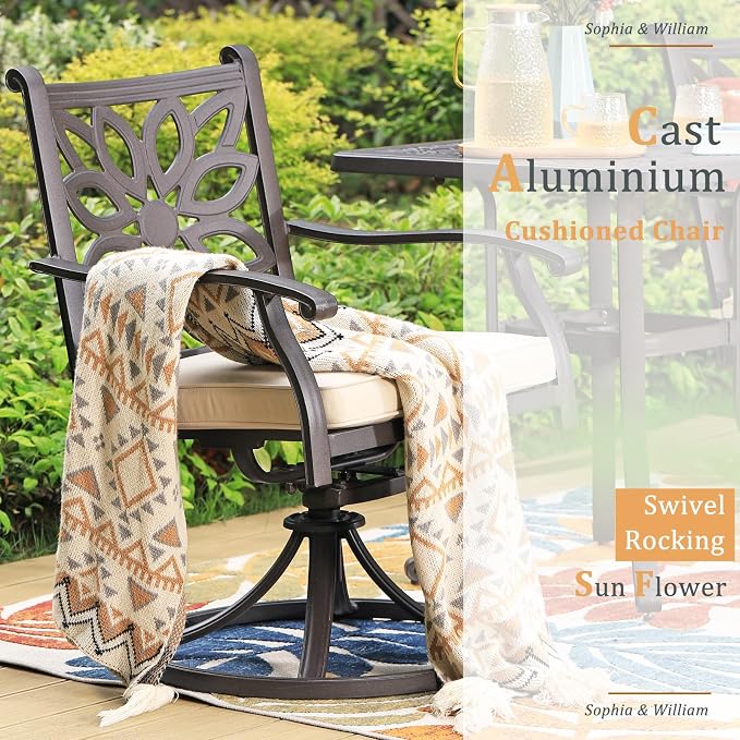 Sophia & William Patio Outdoor Swivel Rocker Dining Chairs Set of 2, Load - Image 8