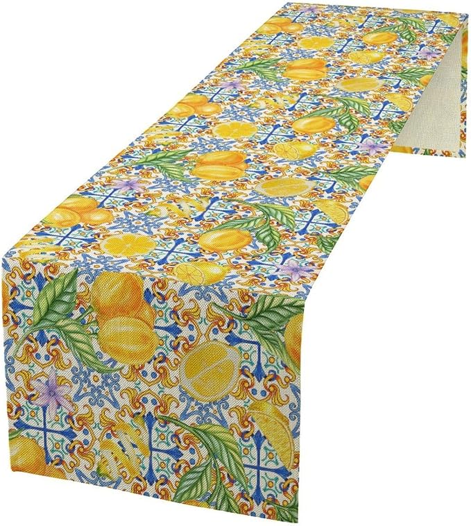 Lemon Tiles Table Runner by Unknown