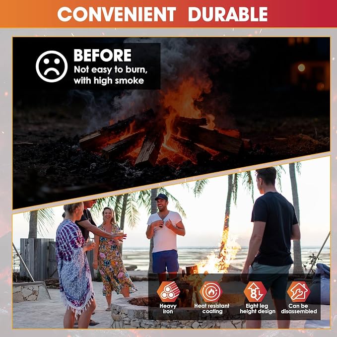 Fire Pit Grate & Fireplace Grate, Heavy Duty Heat Resistant Campfire Grill - Image 2