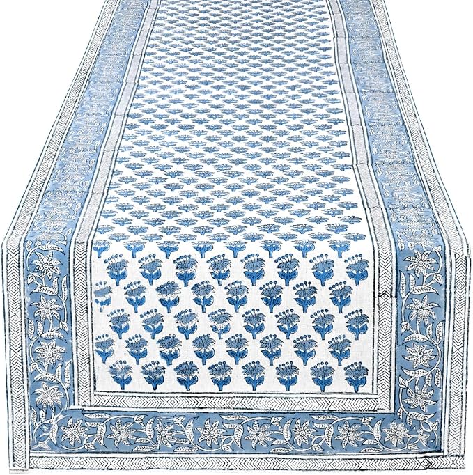CPC Cotton Table Runner 16x60 Inch Block Printed Long Fall Table Runner by COTTONPRINTCLUB