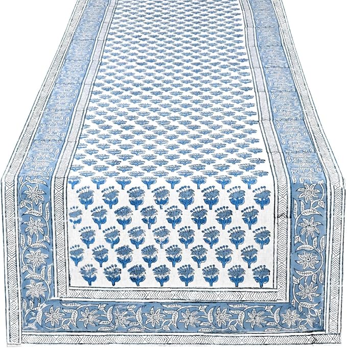 CPC Cotton Table Runner 16x90 Inch Block Printed Long Fall Table Runner by COTTONPRINTCLUB