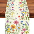 Daisy Tulip Lavender Floral Leaves Summer Table Runner, Spring Home Kitchen by Unknown