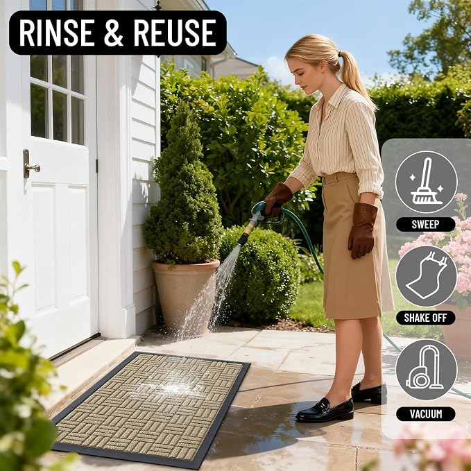 OLANLY Front Door Mat Outside Entrance 29.5x17, Heavy Duty Sturdy Natural - Image 9