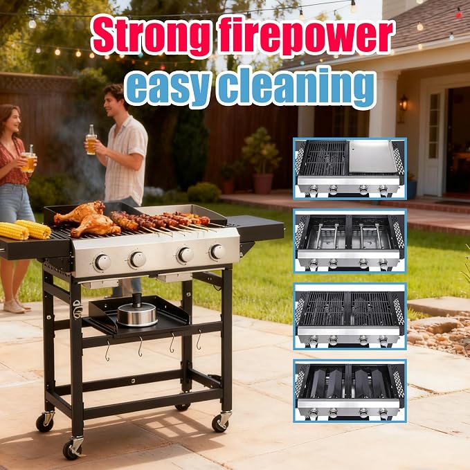 2-Burner Hybrid Grill with Flat Top, 38200 BTU - Image 4
