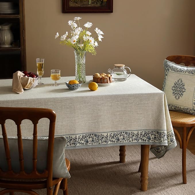 ISAENNE Designer Vintage Linen Elegant Extra Long Table Cloth Rectangular - Image 8