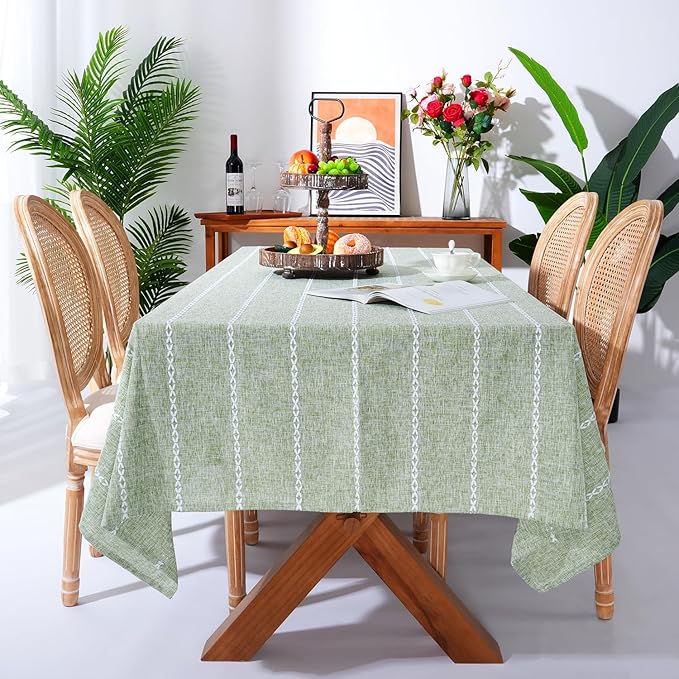 Chassic 60 x 104 inches Farmhouse Style Linen tablecloths, Wrinkle Resistant by Chassic