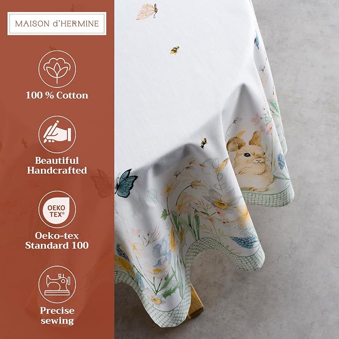 Maison d' Hermine Table Cloth Round Table 100% Cotton 63 Inches Tablecloth - Image 2