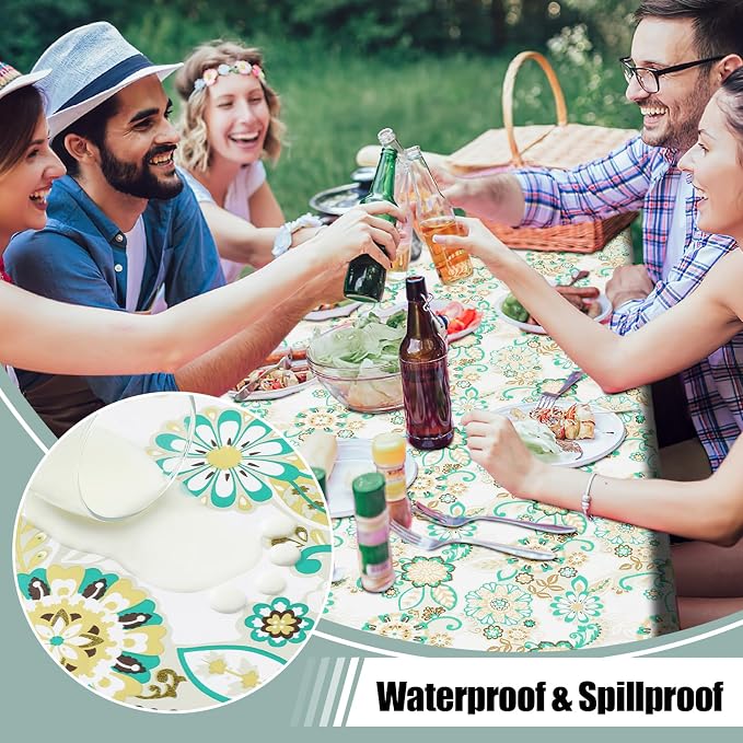 misaya Rectangle Waterproof Vinyl Table Cloth, Wipeable Tablecloth - Image 2