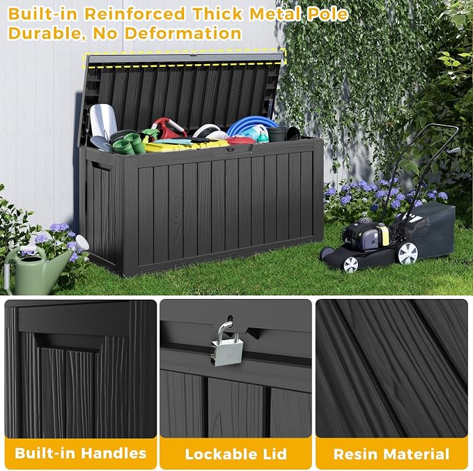 EasyUp 85 Gallon Deck Box Waterproof, Outdoor Storage Box Lockable - Image 3
