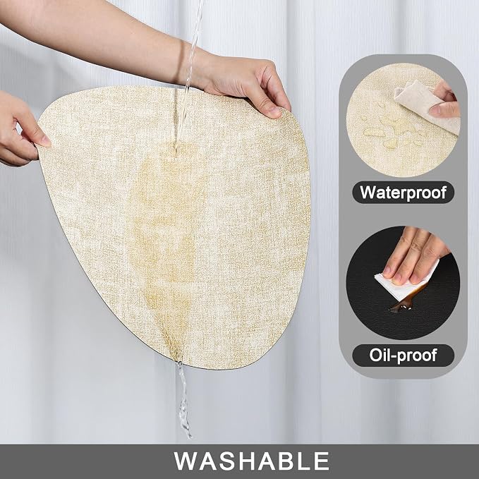 Placemats and Coasters, Washable Reversible Placemats Round Faux Leather - Image 4