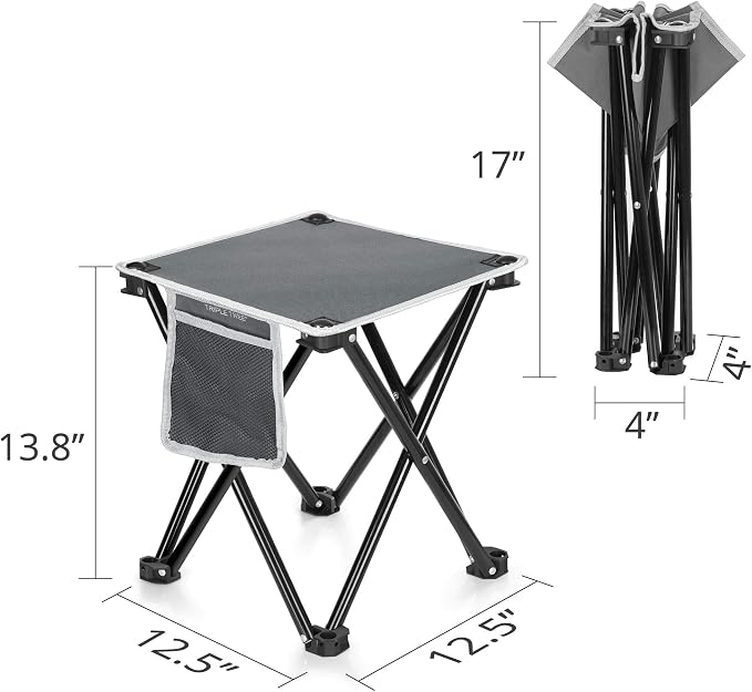 Triple Tree 2 Pack Folding Camping Stool, 13.8 Inch Small Portable Lightweight - Image 2