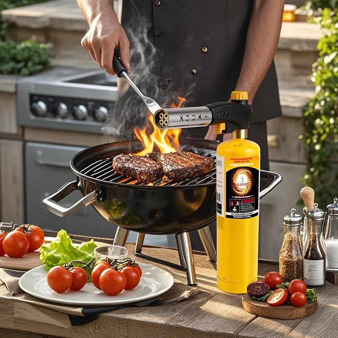 BLAZEAL Propane Torch Kit with 4x MAPP Gas, 4-Flame Blow Torch Head with - Image 8