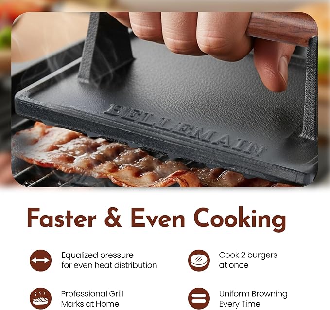 Bellemain Bacon Press Rectangle | Heavy-Duty Cast Iron Grill Press - Image 3