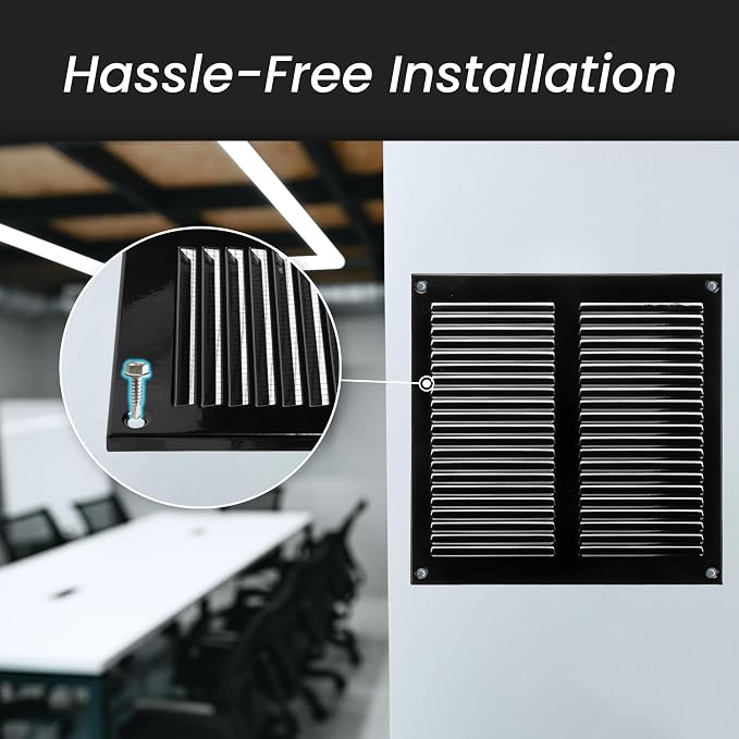 Repa Market 12x4 Inch Air Vent Cover/Black Galvanized Steel Louvered Grill Cover - Image 3