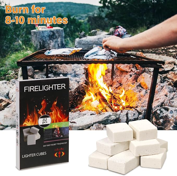 HGD Natural Fire Starters for Outdoor: 32 Cubes Fire Starter Campfire Fireplace - Image 5
