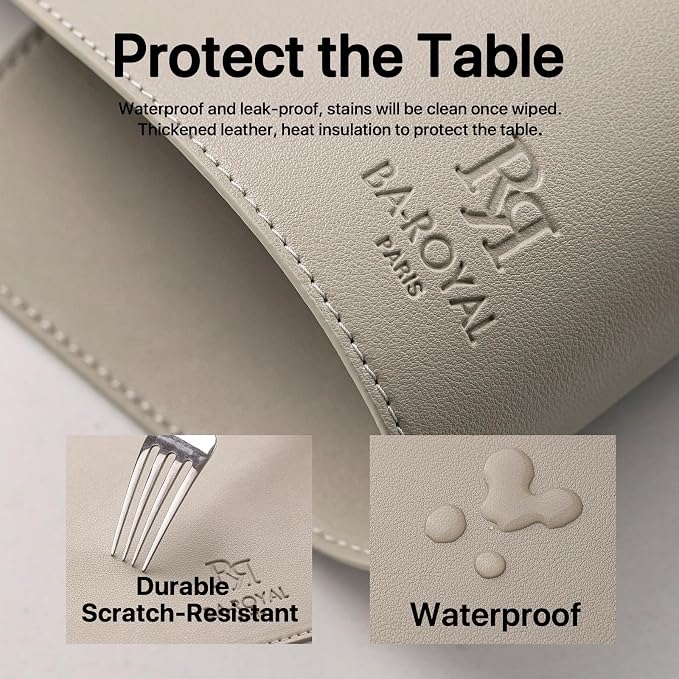 Faux Leather Placemats Set of 6 Vinyl Washable Wipeable Table Mats - Image 5