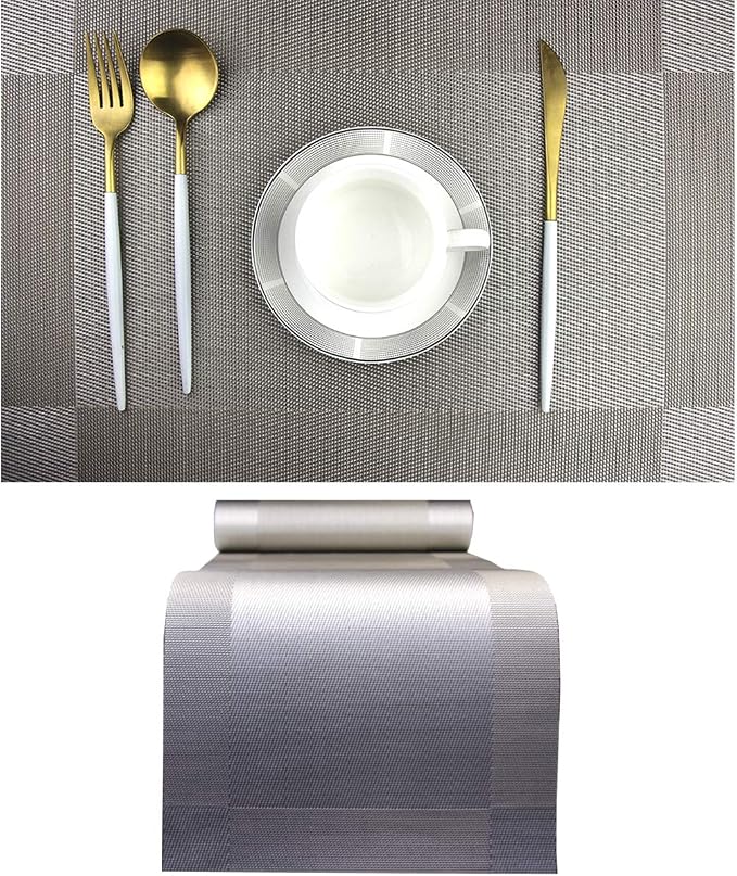 PIGCHCY Elegant Placemats with Matching Table Runner, Washable Placemats by PIGCHCY