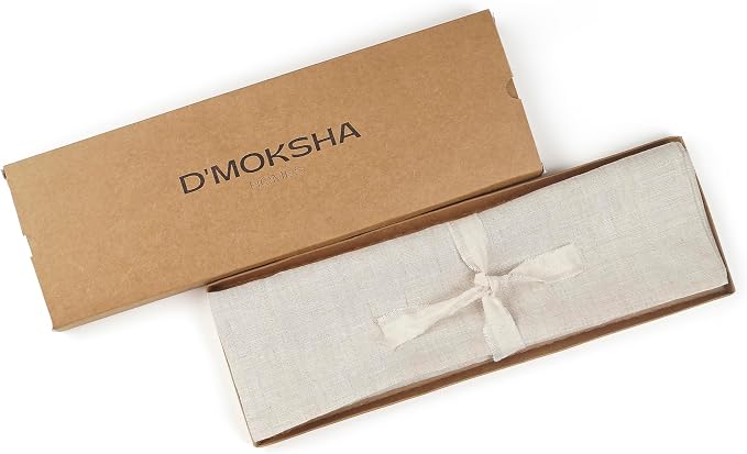 D'Moksha Homes Linen Light Natural Table Runner 90 Inches Long - Image 5