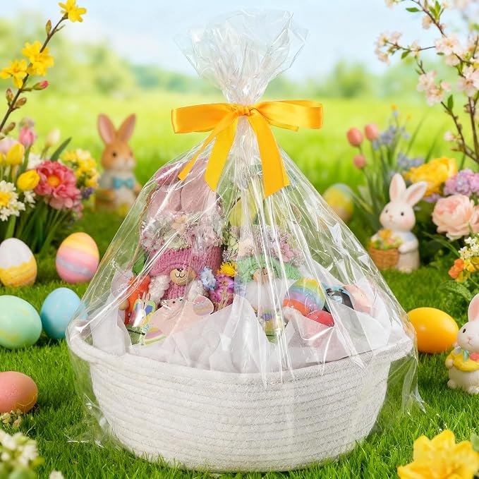 Baskets for Gifts Empty with Bag Card Ribbon Tissue Paper Small Woven Basket - Image 8