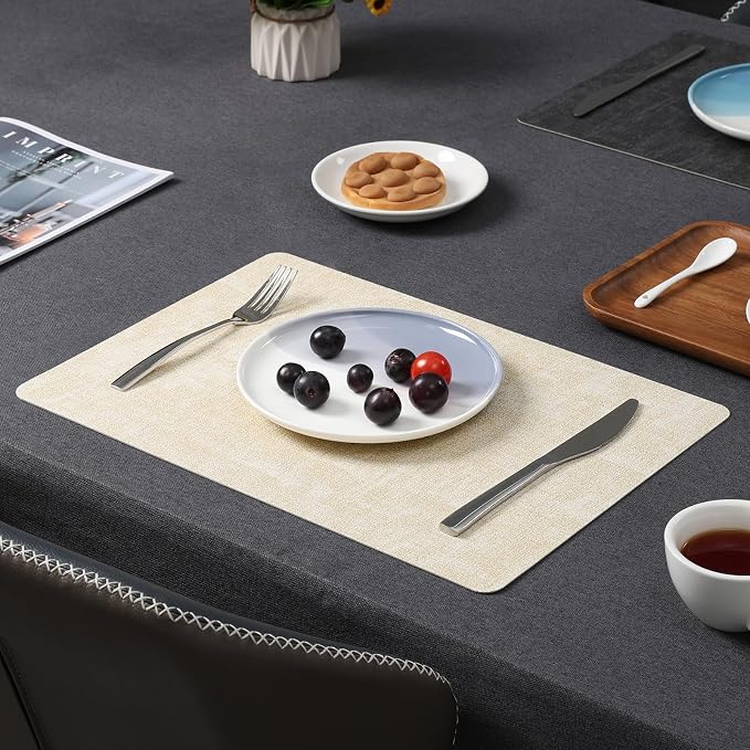 Myir JUN Dual Sided Placemats, Faux Leather Set of 4 - Image 8