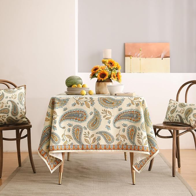 patdrea Designer Vintage French Long Rectangle Table Cloth, Italian Floral - Image 4