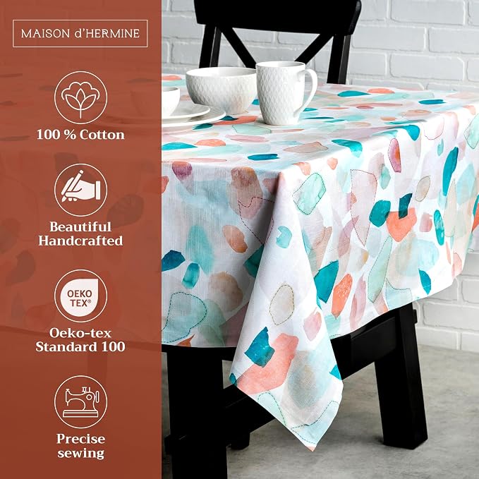 Maison d' Hermine Table Cloth Square Table 100% Cotton 54 x 54 Inches - Image 2