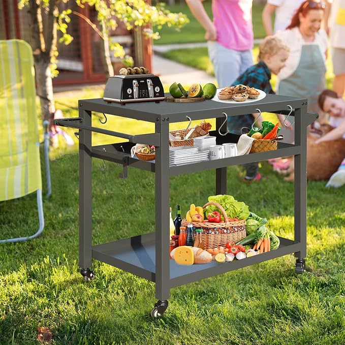 Domi 3-Tier Outdoor BBQ Grill Cart - Image 9