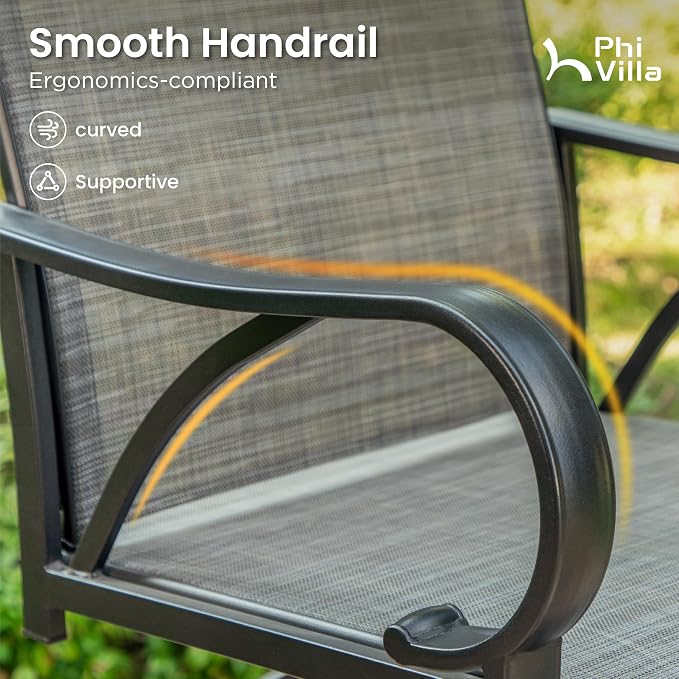 PHI VILLA 3 Piece Outdoor Bar Set, Bar Height Patio Bistro Table and Bar Chairs - Image 4