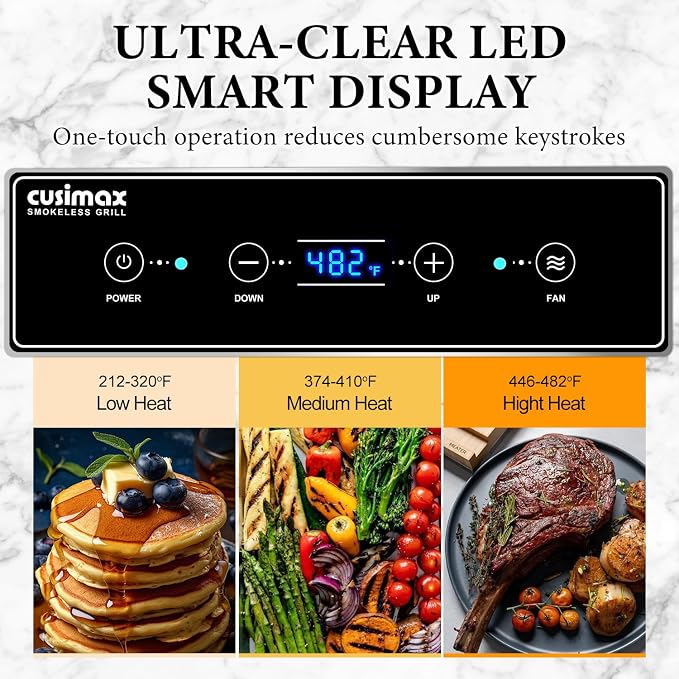 Indoor Grill, CUSIMAX Electric Smokeless Grill & Griddle - Image 5